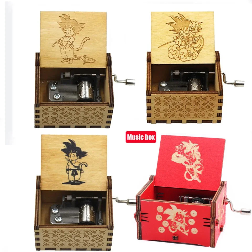 Antique carved Wooden Hand Crank  Dragon Ball Z Music Box Action Figure Collection Model Toys Gifts Christmas Gift Birthday Gift