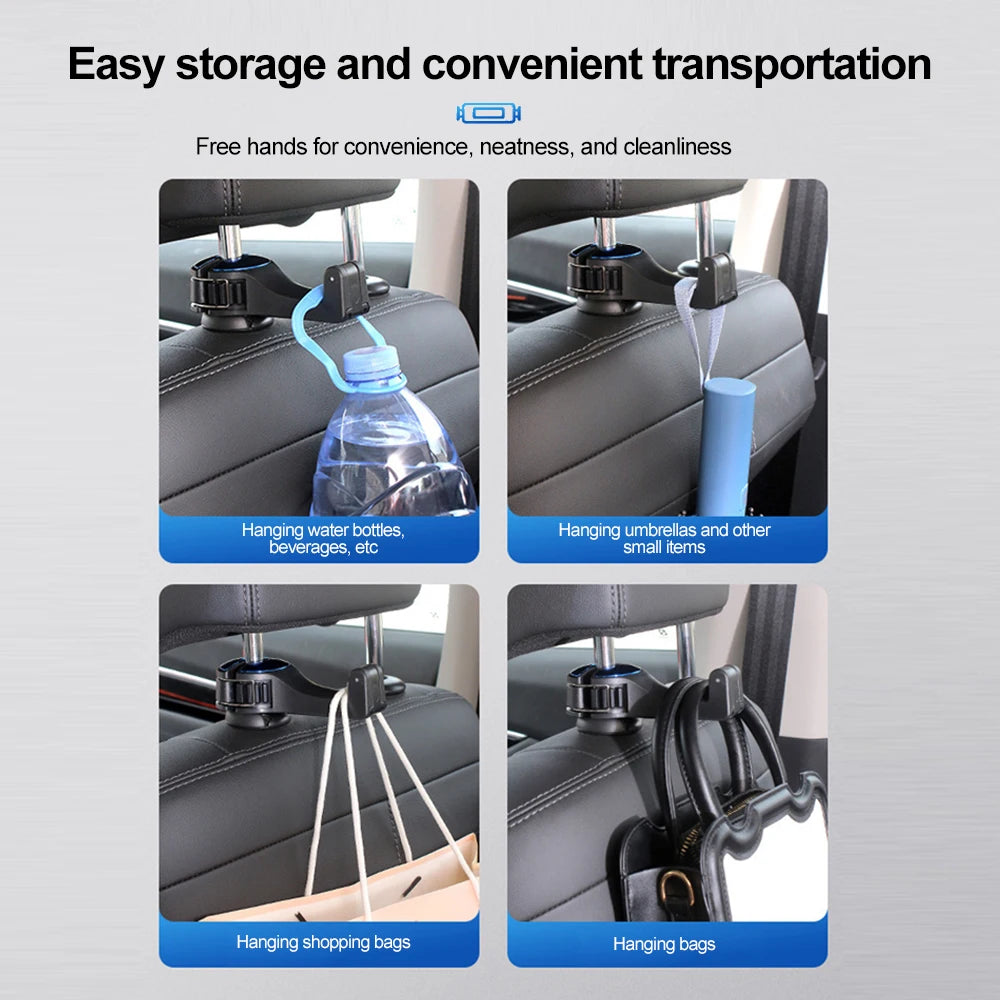 Multi-functional Hanging Storage 2 In 1 Car Hidden Rear Headrest Hook Car Phone Holder Mobile Phone Stand Interior Accessories