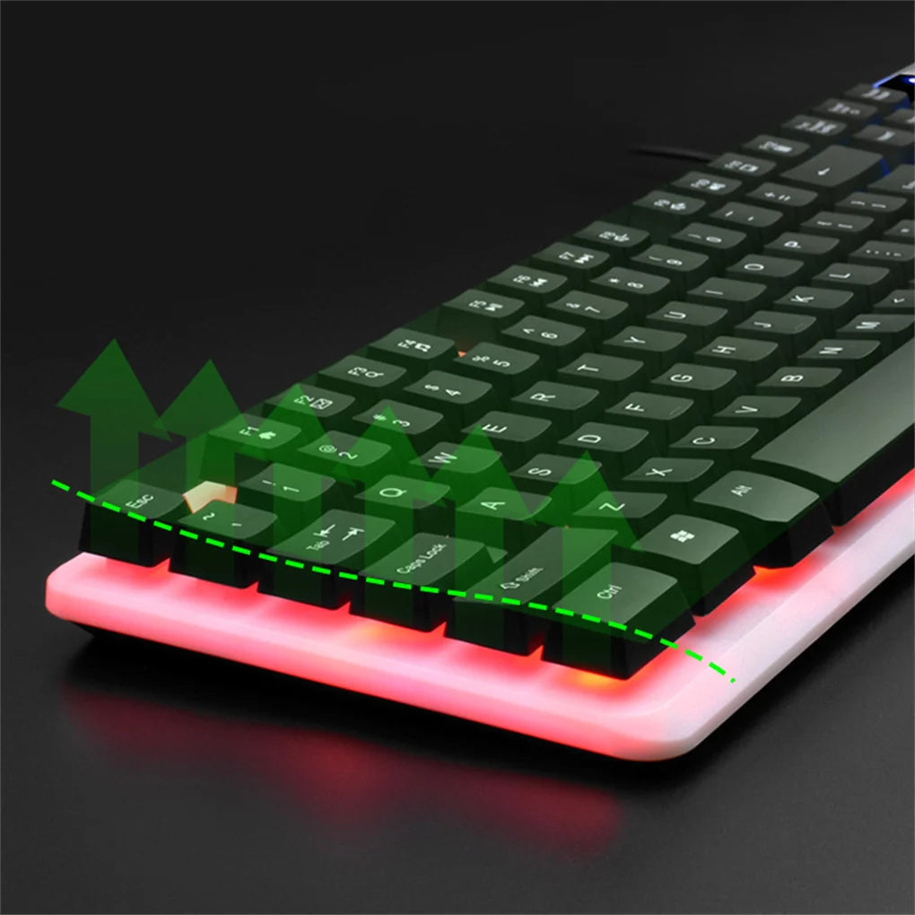 Backlit Wired Keyboard and Mouse 104 Key Strong Wear-resistant Comfortable Feel Keyboard for Business Office