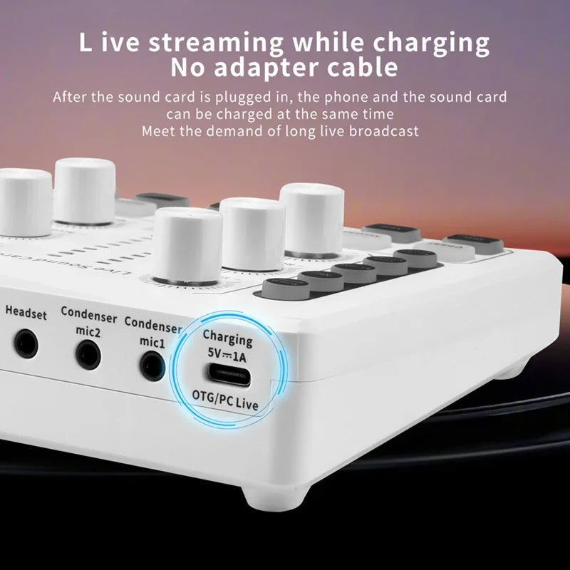 M8 Live Sound Card Wireless Bluetooth Audio Mixer Digital Mixer Noise Reduction Live Streaming Broadcast Podcasting