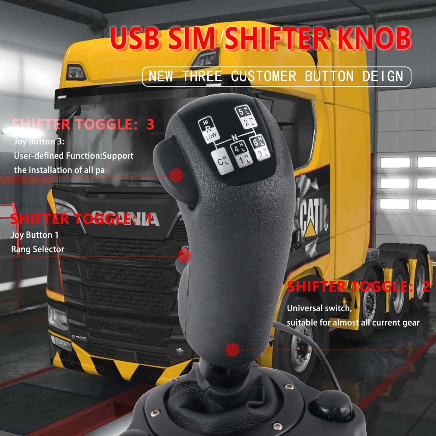 High Low Gear Simulator Shifter Simulators USB Shift Knob for Logitech G923 G29 G27 G25 TH8A for ETS2&ATS Scania Truck